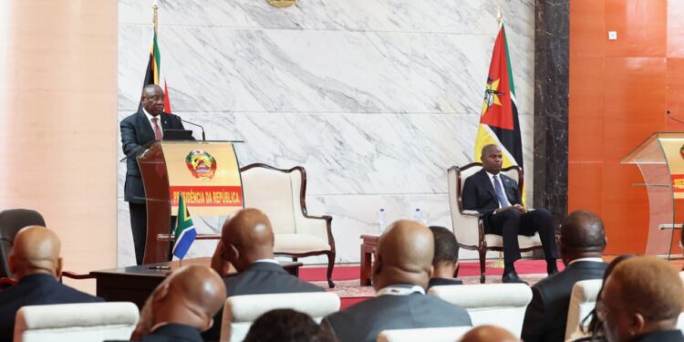 His Excellency President Cyril Ramaphosa delivers the closing remarks at the 4th South Africa Mozambique Bi National Commission, following the signing of key memoranda and agreements to strengthen the strategic partnership. Photo by X/@GovernmentZA.