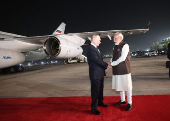 Prime Minister Narendra Modi welcomes Russian President Vladimir Putin upon his arrival in New Delhi for the two-day summit, captured at the airport. Photo: X/@narendramodi