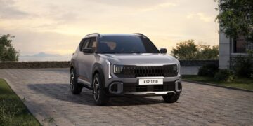 The front view of the new Kia Seltos, shown in a rendered image featuring the updated grille and modern lighting signature.