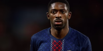 Soccer Football - Ligue 1 - Paris St Germain v Stade Rennes - Parc des Princes, Paris, France - December 6, 2025 Paris St Germain's Ousmane Dembele REUTERS/Benoit Tessier