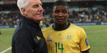 Hugo Broos and Mbekezeli Mbokazi