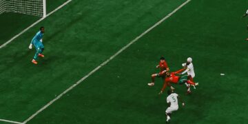 Ayoub El Kaabi in mid air as he scores a spectacular overhead kick to seal Morocco’s 2 0 victory over Comoros in their Afcon opener in Rabat. Photo X/@CAF_Online