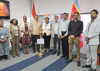 High Commissioner N Ram Prasad together with National Project Officer Mandisa Zwane, Sithabile Mlipha, Dr Bethusile Mahlalela from UNESCO, Dr Swapnika from the Indian diaspora and High Commission Second Secretary Sriram during the ceremony in Mbabane marking Deepavali’s inscription on UNESCO’s heritage list. Photo: India High Commission Mbabane