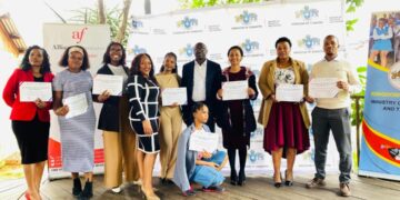 Teachers who were awarded with certificates of completion of the French course. Supplied pic