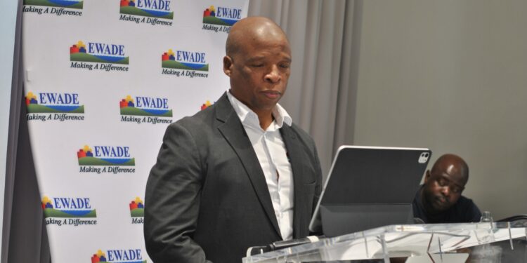 EWADE CEO Dr Samson Sithole addresses stakeholders during the MoU signing ceremony,
