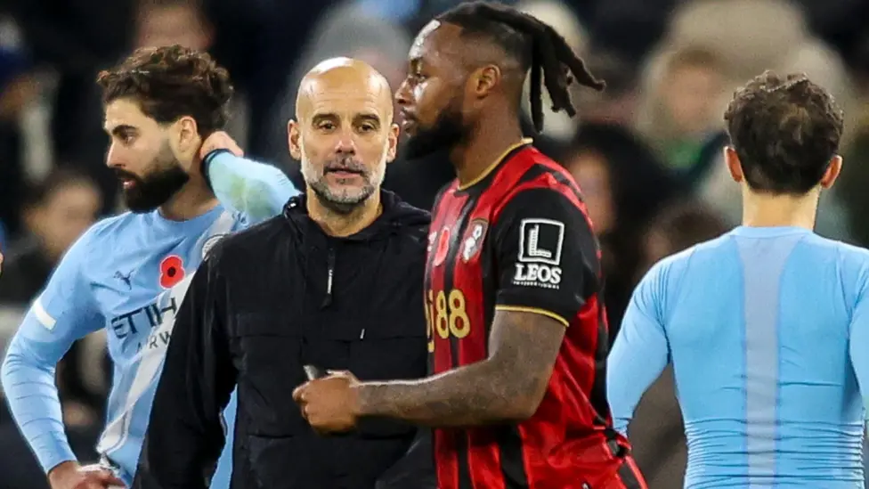 Semenyo was praised by Pep Guardiola after Bournemouth lost 3-1 to Manchester City on 2 November