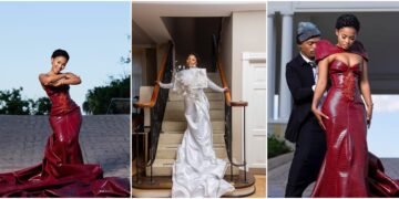 Zee Nxumalo poses in a bold gown and Makhadzi stuns in a white dress, both designed by Somizi Mhlongo at the 31st SAMAs.