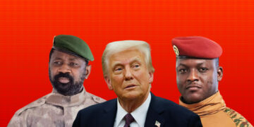 Assimi Goïta, Donald Trump and Ibrahim Traoré together. Graphics by Adekunle Owolabi.