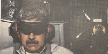 Nicolás Maduro aboard the USS Iwo Jima following his capture, photo by x/realDonaldTrump.