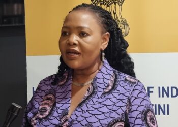 H.E. Pholile Shakantu, Minister of Foreign Affairs and International Cooperation, speaks to Independent News during the Indian Republic Day celebrations in Mbabane. Photo by Adekunle Owolabi