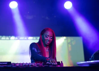 Uncle Waffles lights up the stage during her performance at the Coachella music festival in California on April 21, 2023. Emma McIntyre/Getty Images for Coachella