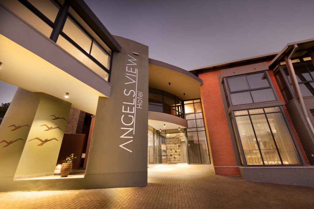 The striking façade of Angels View, seamlessly integrating modern luxury with the natural beauty of Graskop