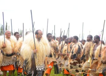 His Majesty King Mswati III engages visitors at Incwala