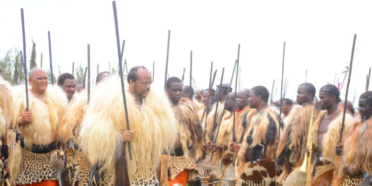 His Majesty King Mswati III engages visitors at Incwala