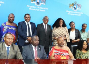 Members of the newly appointed Health Advisory Standing Committee pose for a group photo following its official unveiling by Minister for Health Honourable Mduduzi Matsebula in Mbabane.