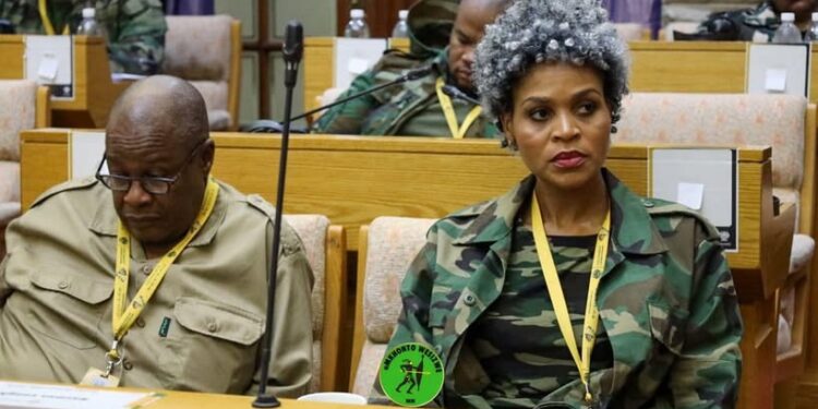 [FILE IMAGE]: MK Party Chief Whip Colleen Makhubele (R) in the National Assembly. Image Credits : Facebook: Colleen Makhubele