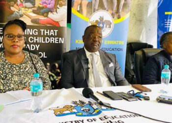 Minister of Education and Training, Hon. Owen Nxumalo, addresses the media on the revised school reopening date. Photo by EBIS.