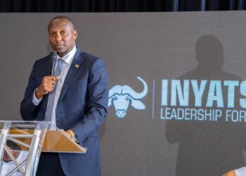 Prime Minister Russell Mmiso Dlamini speaking at the Inyatsi Leadership Forum held at the Royal Villas, Ezulwini, on Wednesday, 14th January 2026. Photo by Eswatini Government.