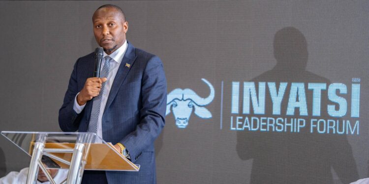 Prime Minister Russell Mmiso Dlamini speaking at the Inyatsi Leadership Forum held at the Royal Villas, Ezulwini, on Wednesday, 14th January 2026. Photo by Eswatini Government.