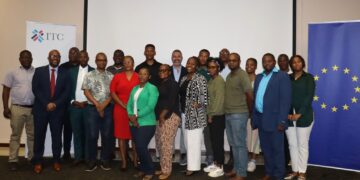 Representatives from Eswatini’s agribusiness sector pose for a group photo with officials from the European Union and the International Trade Centre during a capacity building engagement aimed at preparing local exporters for international trade fairs in 2026. Photo by EU in Eswatini