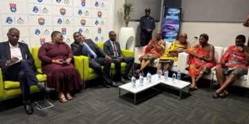 Executives from PLE, SMVAF, and football stakeholders with team representatives during the Ingwenyama Cup 2025/26 Last 32 draw in Mbabane.