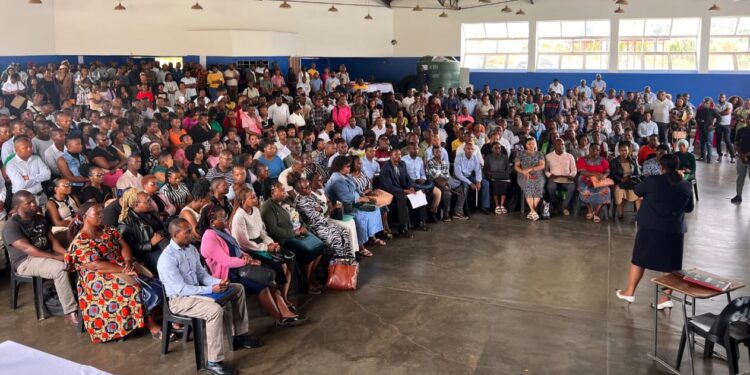 Some of the teachers who received two year contract renewal letters during the Teaching Service Commission exercise held in Mbabane. Photo by Ministry of Public Service