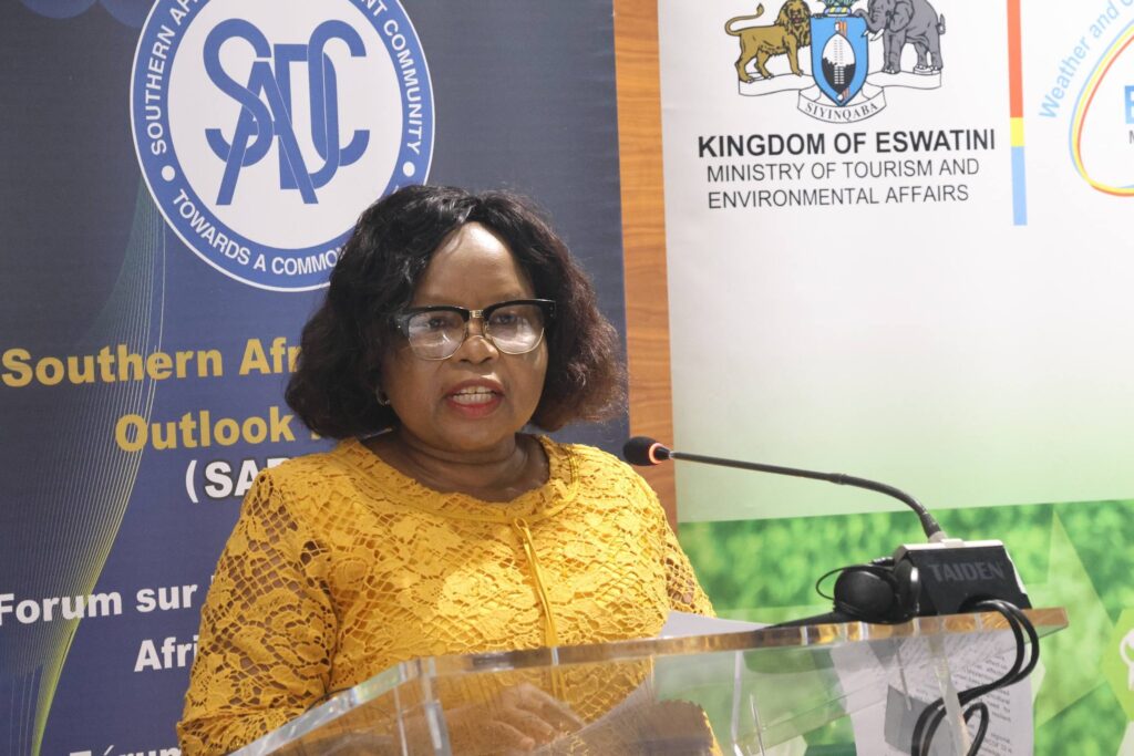Minister Jane Mkhonta-Simelane addresses the opening of SARCOF-32 at Hilton Garden Inn, Mbabane.