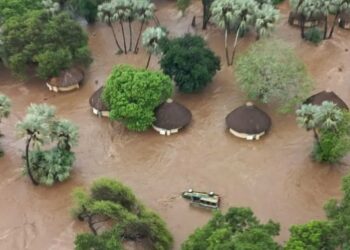 A photo showing parts of the Kruger National Park flooded. Photo by SABC