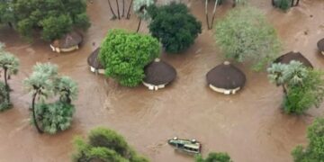 A photo showing parts of the Kruger National Park flooded. Photo by SABC