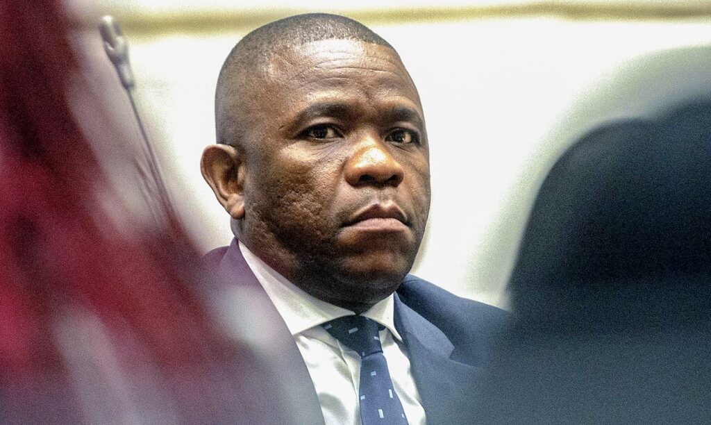 Lieutenant General Nhlanhla Mkhwanazi testifies at the parliamentary ad hoc committee’s inquiry on 7 October 2025. (Photo: Gallo Images / Brenton Geach)