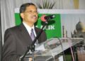 Indian Ambassador to Tanzania at the time, Shri Debnath Shaw, delivering remarks during the launch of CRDB Bank’s India Desk service in August 2014. Photo: Habari Metso Blog