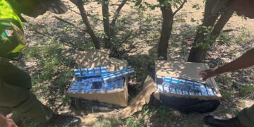 BMA officers inspect cigarettes seized during a smuggling operation at Beitbridge Port of Entry.