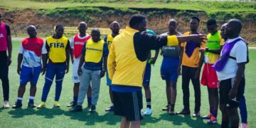 Participants take part in an Eswatini Football Association coaching training session. Photo credit: EFA