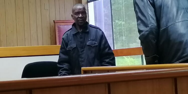 Mxolisi Memeza Nhleko appears in the dock at the Mbabane Magistrates Court after being sentenced to one year imprisonment for housebreaking with intent to steal.
