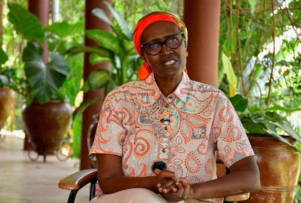 Winnie Byanyima, UNAIDS Executive Director and wife to four time Ugandan presidential candidate, Kizza Besigye speaks during a Reuters interview on Besigye's health at her home in Kasangati, Wakiso district, on the outskirts of Kampala, Uganda January 22, 2026. REUTERS/Abubaker Lubowa