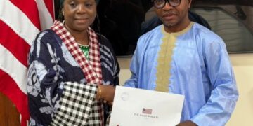 Ras Mubarak meets with Hon. Minister of Foreign Affairs of Liberia, Her Excellency Sara Beysolow Nyanti in Monrovia. Photo credit Ras Mubarak