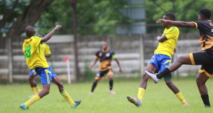 Manzini Sundowns FC players celebrate a moment during their MulaSport National First Division clash against Magwanyana FC on Sunday, 28 December 2025. Photo by Premier League of Eswatini