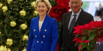 European Council President Antonio Luis Santos da Costa and European Commission President Ursula von der Leyen