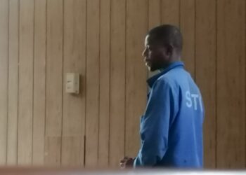 Xolani Mngometulu appears in the dock at Mbabane Magistrate’s Court facing assault charges.