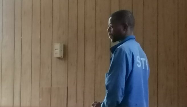Xolani Mngometulu appears in the dock at Mbabane Magistrate’s Court facing assault charges.