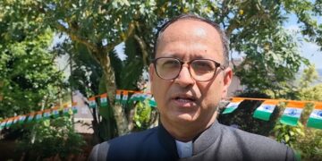 H.E. Ajay Kumar Sharma, Charge d’Affaires at the Indian High Commission in Mbabane, speaking to Independent News Digital Editor, Adekunle Owolabi during the 77th Republic Day celebrations of India in Eswatini. Photo by Adekunle Owolabi