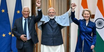 The European Union and India have finalised a landmark free trade deal. Photo by Sajjad Hussain/AFP