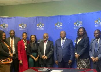 Minister Commerce, Industry and Trade with the newly appointed SWASA Board and executives after the press briefing at the Ministry today Pic: Ministry of Commerce, Industry and Trade