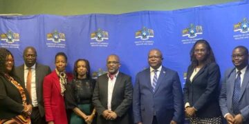 Minister Commerce, Industry and Trade with the newly appointed SWASA Board and executives after the press briefing at the Ministry today Pic: Ministry of Commerce, Industry and Trade
