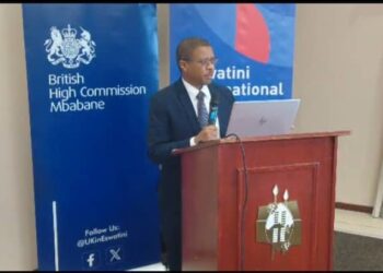 EIPA CEO Sibani Mngomezulu addressing stakeholders during the Eswatini-UK Business Forum Community engagement at the Royal Villas, Ezulwini Pic: Samkelisiwe Mavimbela