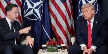 U.S. President Donald Trump holds a bilateral meeting with NATO Secretary General Mark Rutte at the World Economic Forum (WEF) in Davos, Switzerland, January 21, 2026. REUTERS/Jonathan Ernst