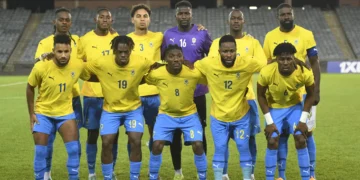 Gabon’s national football team, the Panthers, during an Africa Cup of Nations group match in Morocco