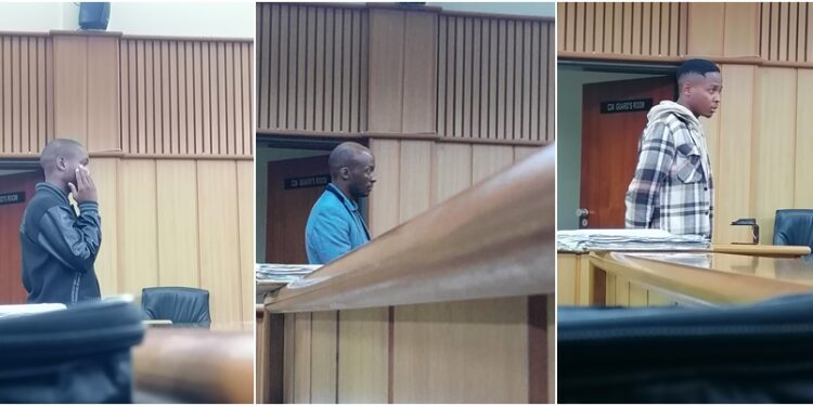 From left to right, Leon Manyisa in scotch, Siboniso Sikhondze in black and Nkosinathi Nkambule in blue, all appearing in court on separate drink driving charges