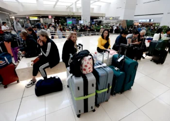 Passengers stranded at Guadalajara International Airport after flights were suspended on Sunday.Credit...Ulises Ruiz/Agence France-Presse — Getty Images