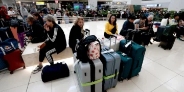 Passengers stranded at Guadalajara International Airport after flights were suspended on Sunday.Credit...Ulises Ruiz/Agence France-Presse — Getty Images